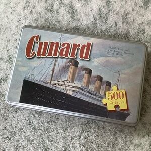 Cunard 500-Piece Puzzle Tin Vintage Ocean Liner Artwork RS